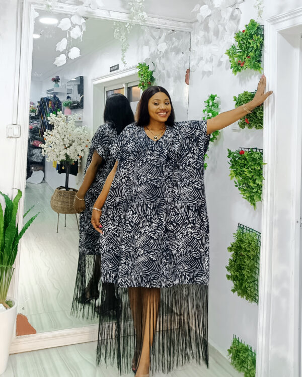 Monochrome (black & white) Fringe Bubu Dress