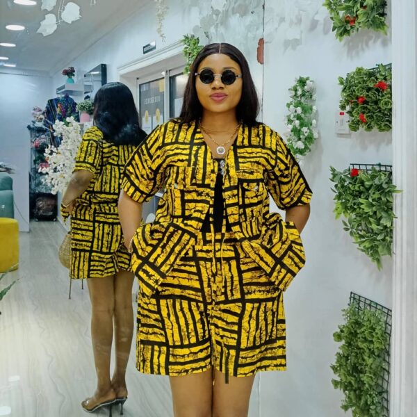 Yellow & Black African Print Co-ord Set