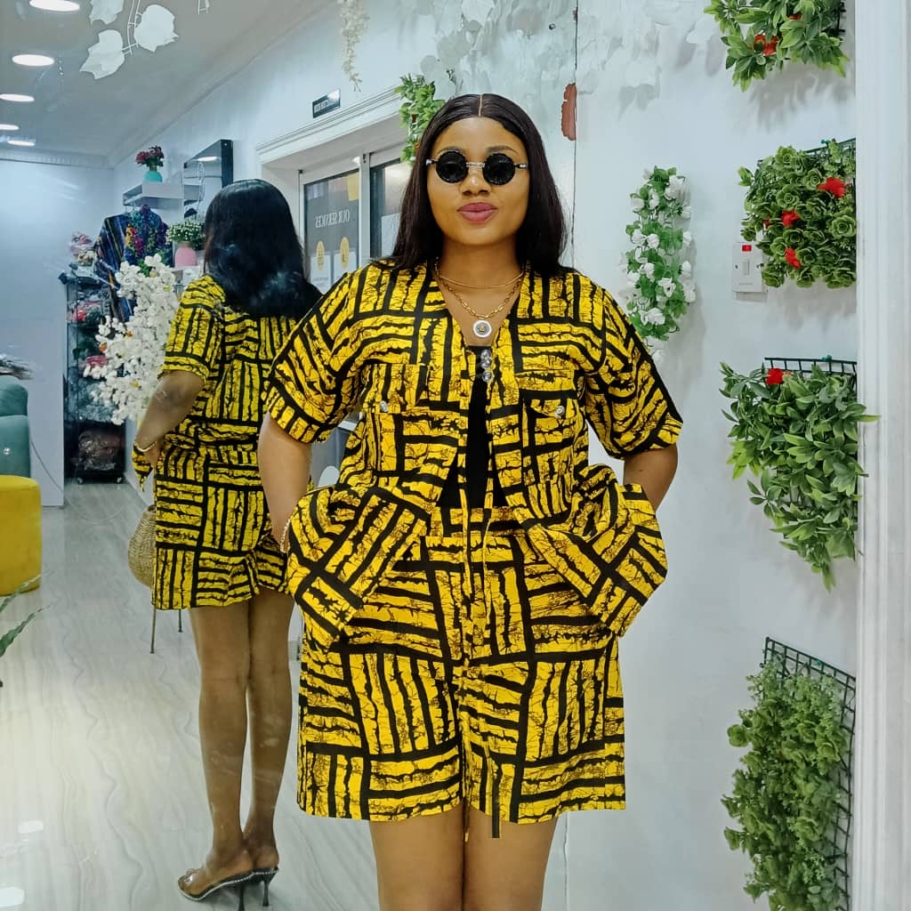 Yellow & Black African Print Co-ord Set