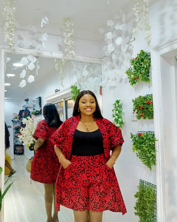 Red & Black Abstract Print Co-ord Set