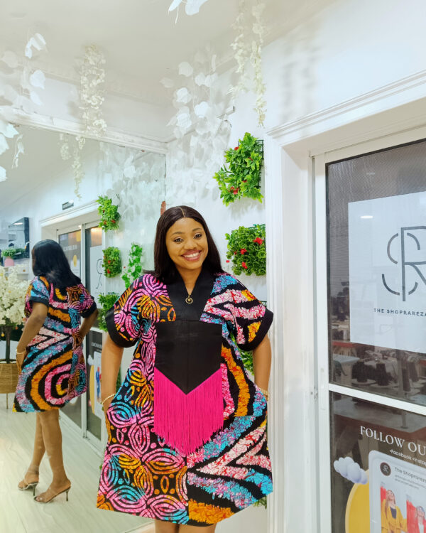 Multicolor Agbada Dress with Fringes